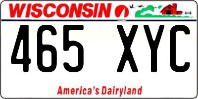 WI license plate 465XYC