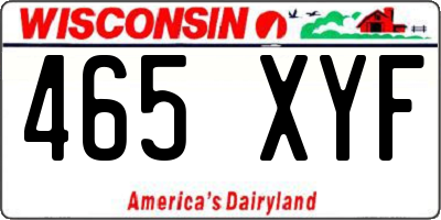 WI license plate 465XYF