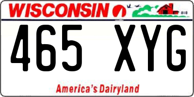 WI license plate 465XYG