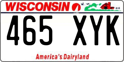 WI license plate 465XYK