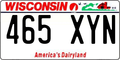 WI license plate 465XYN