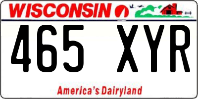 WI license plate 465XYR