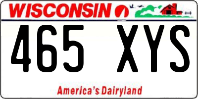 WI license plate 465XYS