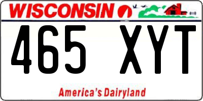 WI license plate 465XYT