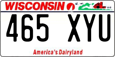 WI license plate 465XYU