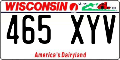 WI license plate 465XYV