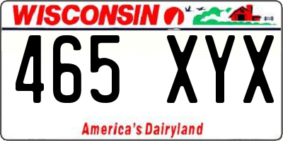 WI license plate 465XYX