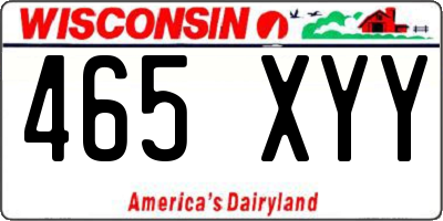 WI license plate 465XYY