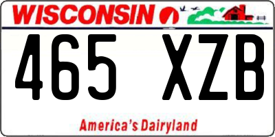 WI license plate 465XZB