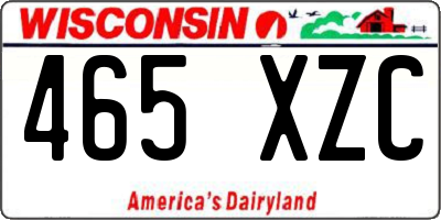 WI license plate 465XZC