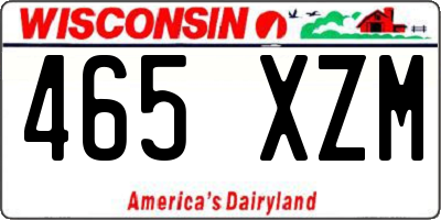 WI license plate 465XZM
