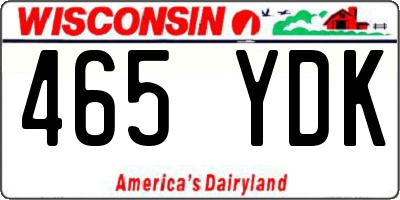 WI license plate 465YDK
