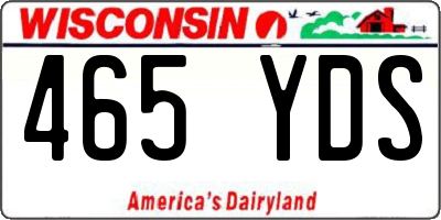 WI license plate 465YDS