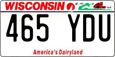 WI license plate 465YDU