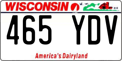 WI license plate 465YDV