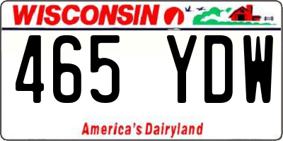 WI license plate 465YDW