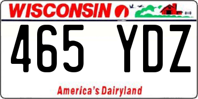 WI license plate 465YDZ