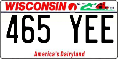 WI license plate 465YEE