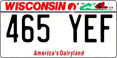 WI license plate 465YEF