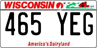 WI license plate 465YEG