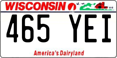 WI license plate 465YEI