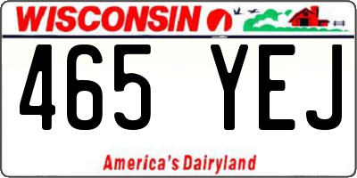 WI license plate 465YEJ