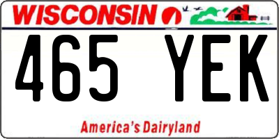 WI license plate 465YEK