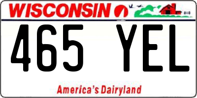 WI license plate 465YEL