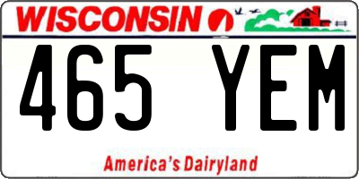 WI license plate 465YEM