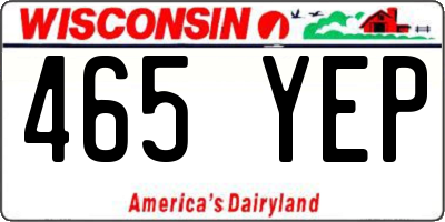 WI license plate 465YEP