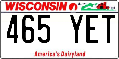 WI license plate 465YET
