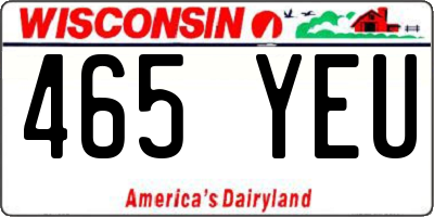 WI license plate 465YEU