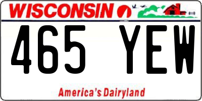 WI license plate 465YEW