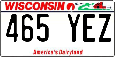 WI license plate 465YEZ