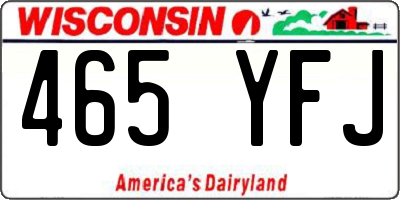 WI license plate 465YFJ