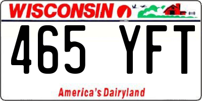 WI license plate 465YFT