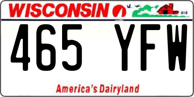 WI license plate 465YFW