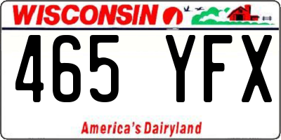 WI license plate 465YFX