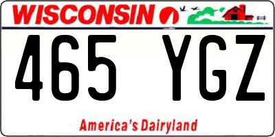 WI license plate 465YGZ