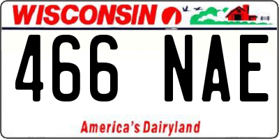WI license plate 466NAE