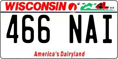 WI license plate 466NAI