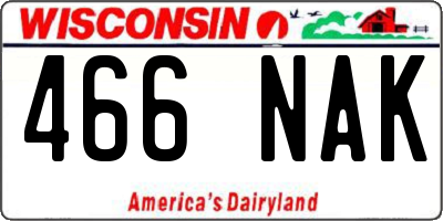 WI license plate 466NAK