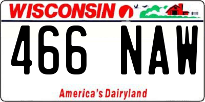 WI license plate 466NAW