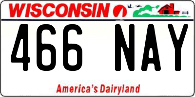 WI license plate 466NAY