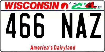 WI license plate 466NAZ