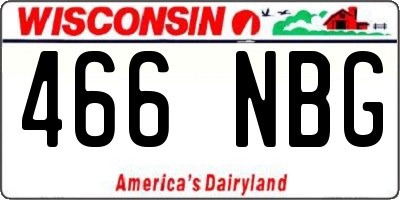 WI license plate 466NBG