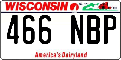 WI license plate 466NBP