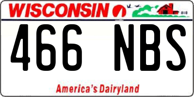 WI license plate 466NBS