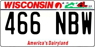 WI license plate 466NBW