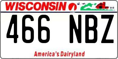 WI license plate 466NBZ